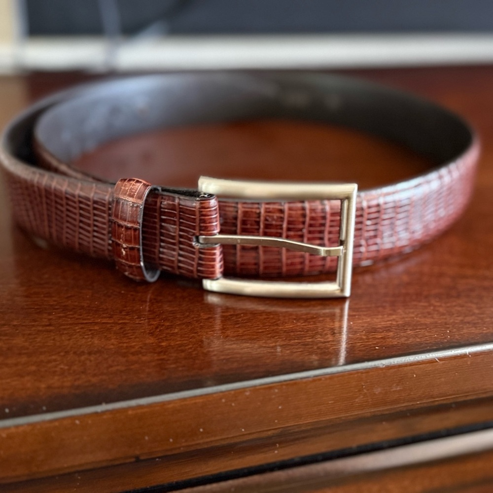 Remo Tulliani Rich Brown Textured Leather Belt